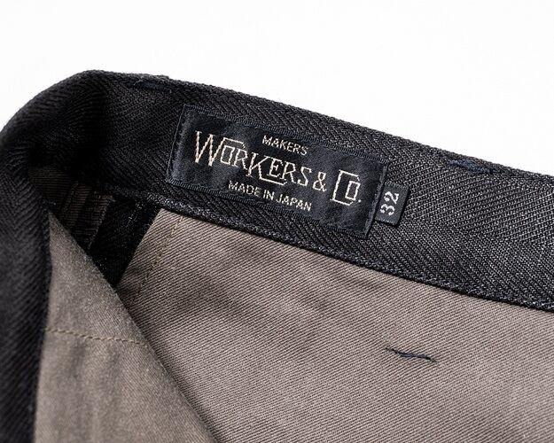 WORKERS(ワーカーズ)～Moonglow Trousers 21, French Linen Herringbone, Black～
