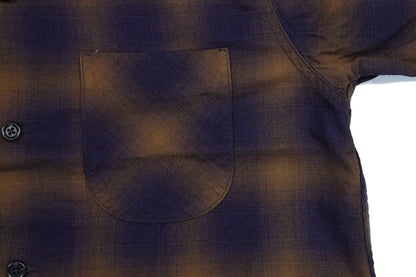 COLIMBO(コリンボ)～Modest Open Collar Shirt Brown "Indigo Ombre Check"～